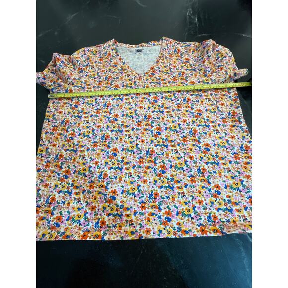 Land's End 100% Cotton floral v neck tee XL - Picture 7 of 10